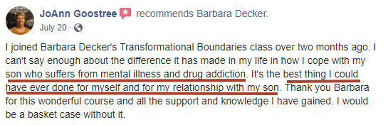 I joined Barbara Decker's Transformational