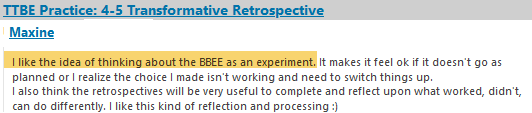 I like the idea of thinking about the BBEE as an experiment