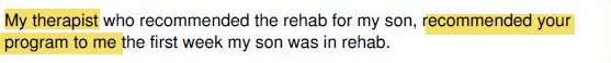 My therapist who recommended the rehab