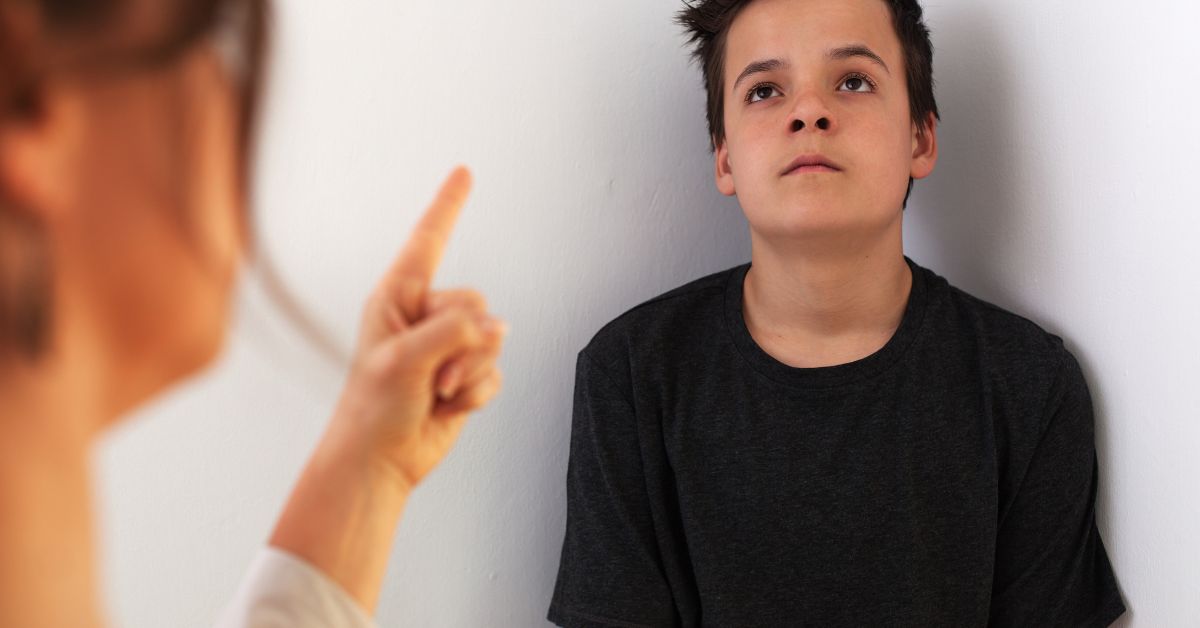 A mother is confronting her son about drug use in his room.
